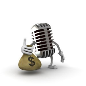 Microphone with money bag | photo by Talaj @ iStockphoto